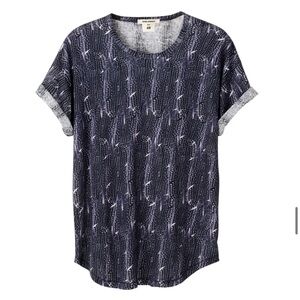 NWT Isabel Marant x H&M Blue and Gray Graphic Cuffed Sleeve Tee